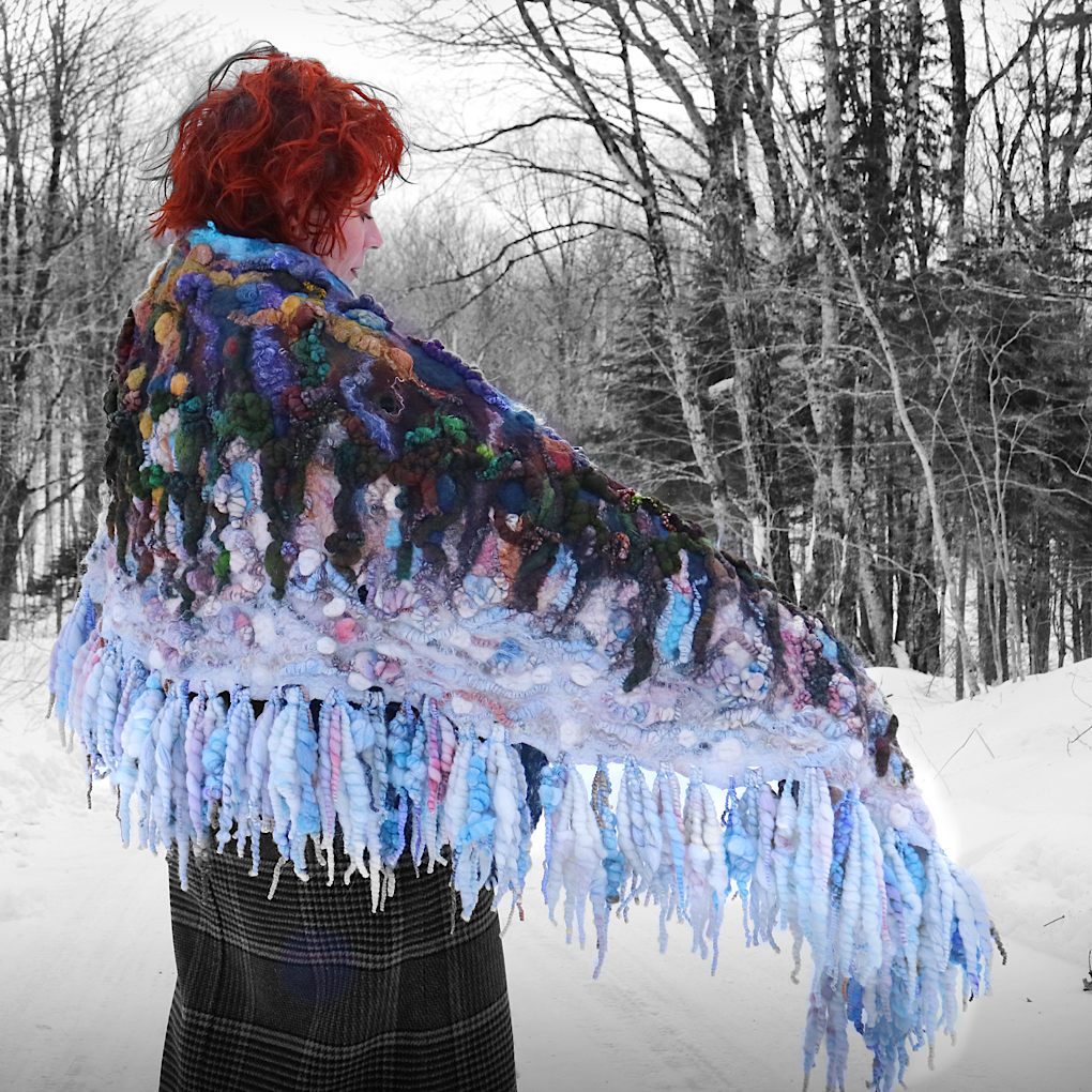 Midnight Snow walk - Felted Shawl