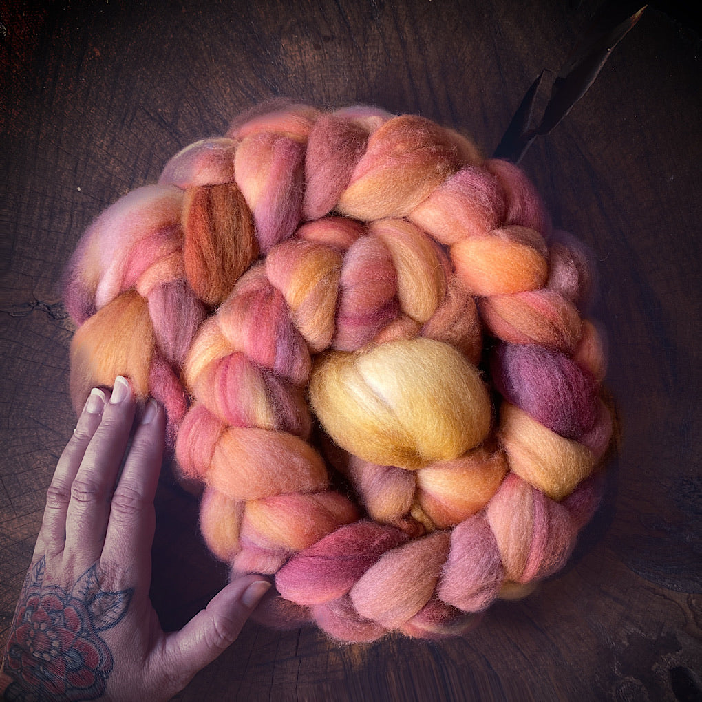 Hand painted merino roving