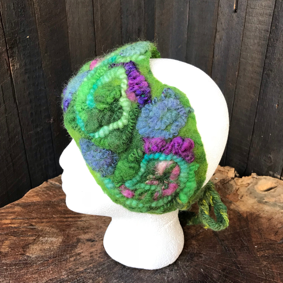 Green textured felted headband One size | Bandeau Vert en feutre Taille unique - Mynoush