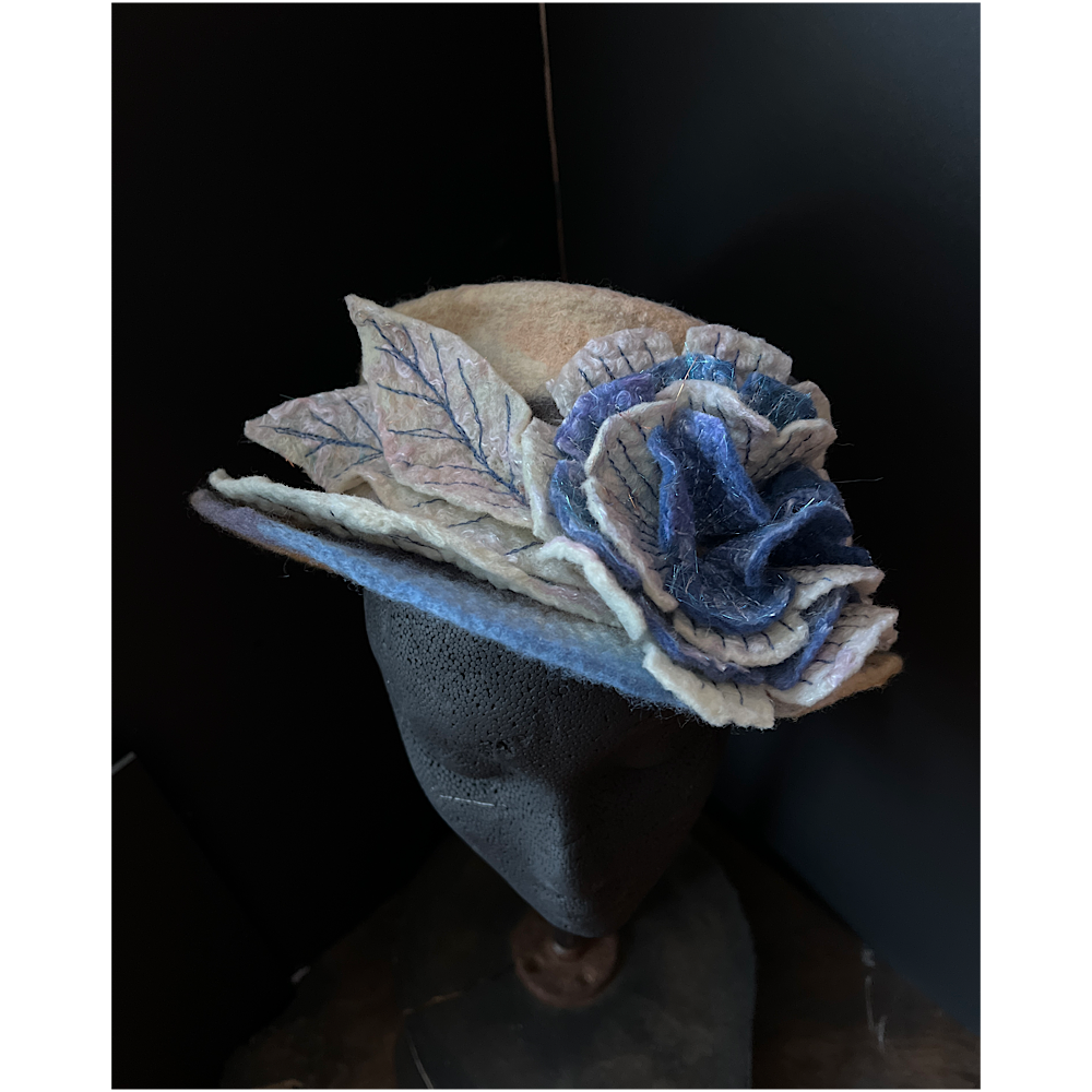 Felted top hat with rose - 22.5”