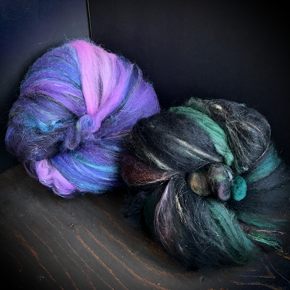 Set of 2 batts for spinning or felting