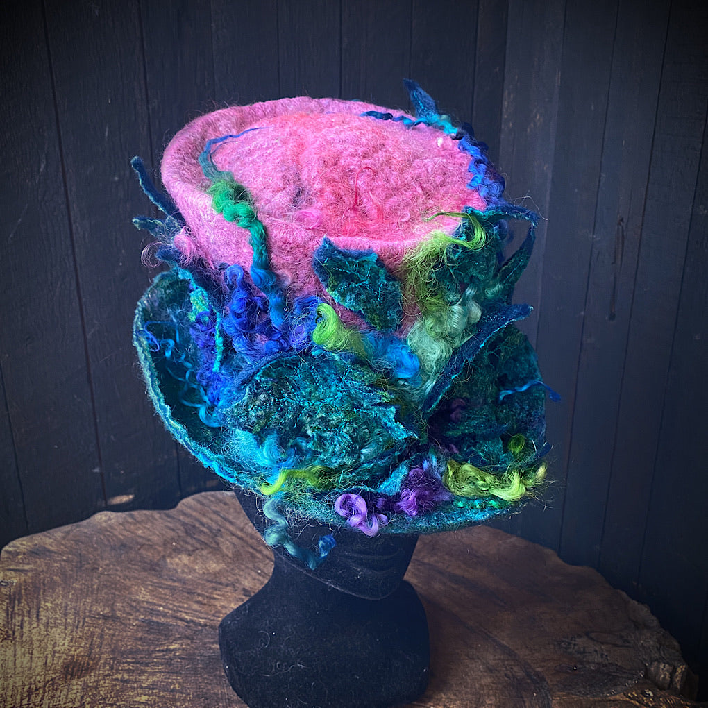 Felted top hat The peacocks