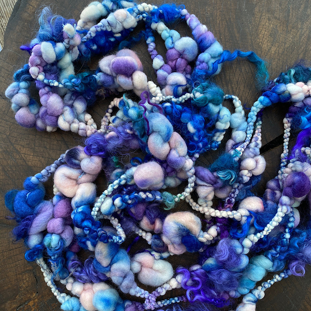 Denim Jumbo boucle art yarn with locks