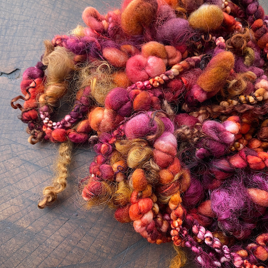 Golden autumn Jumbo boucle art yarn with locks