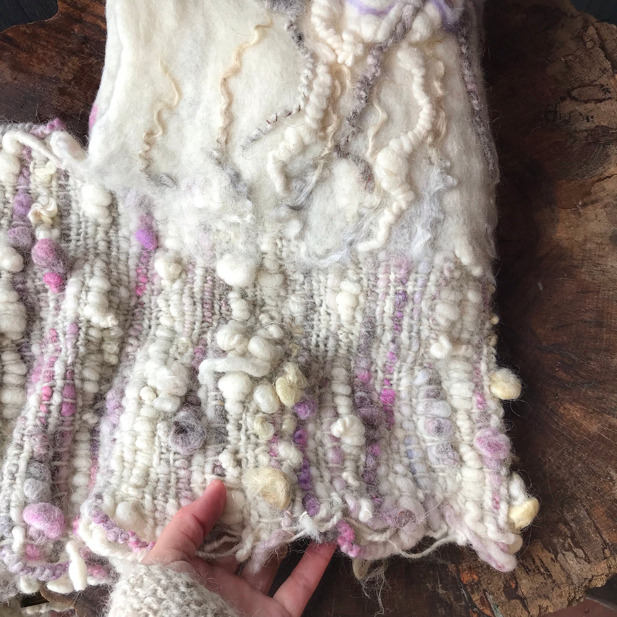 Hand woven and Felted Hooded SCARF | ready to ship | One size 35” x 10” - Mynoush