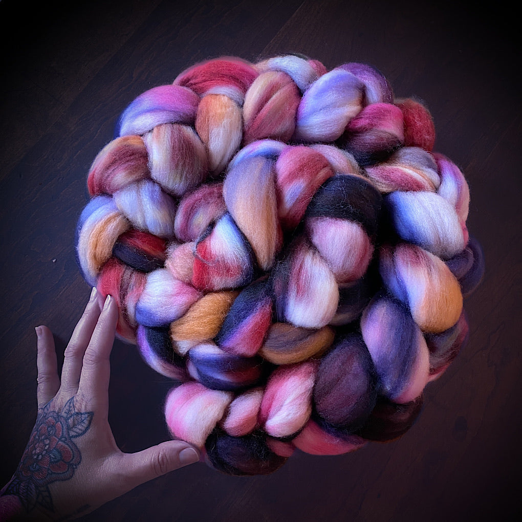 Hand painted merino roving