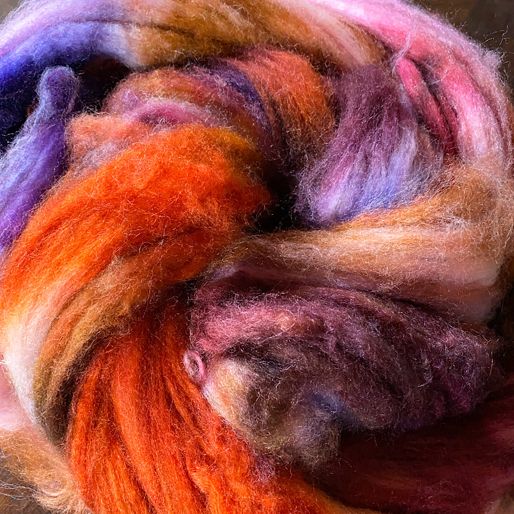 Hand painted Silk / merino roving
