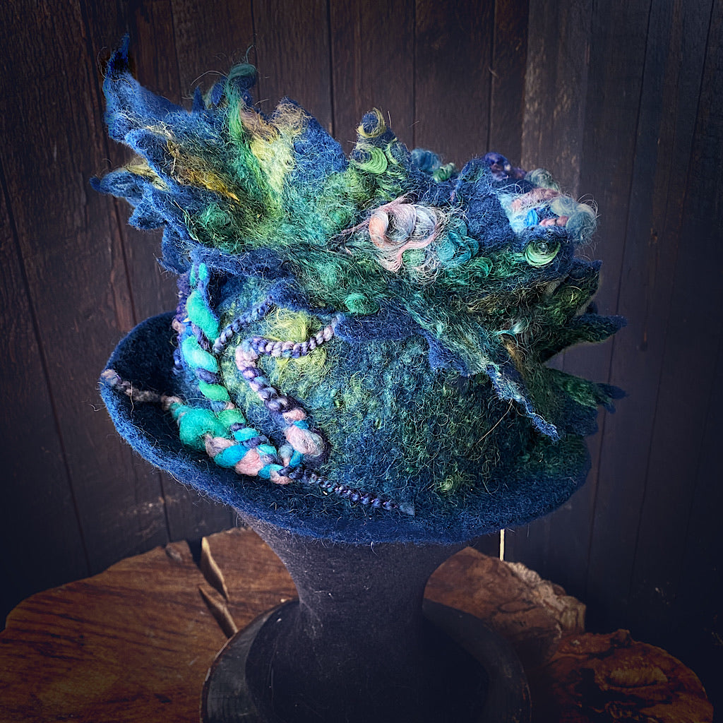Blue Felted top hat
