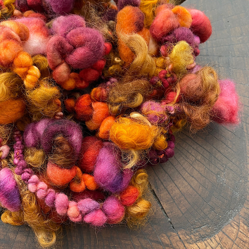 Golden autumn Jumbo boucle art yarn with locks