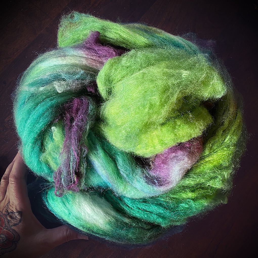 Hand painted Silk / merino roving