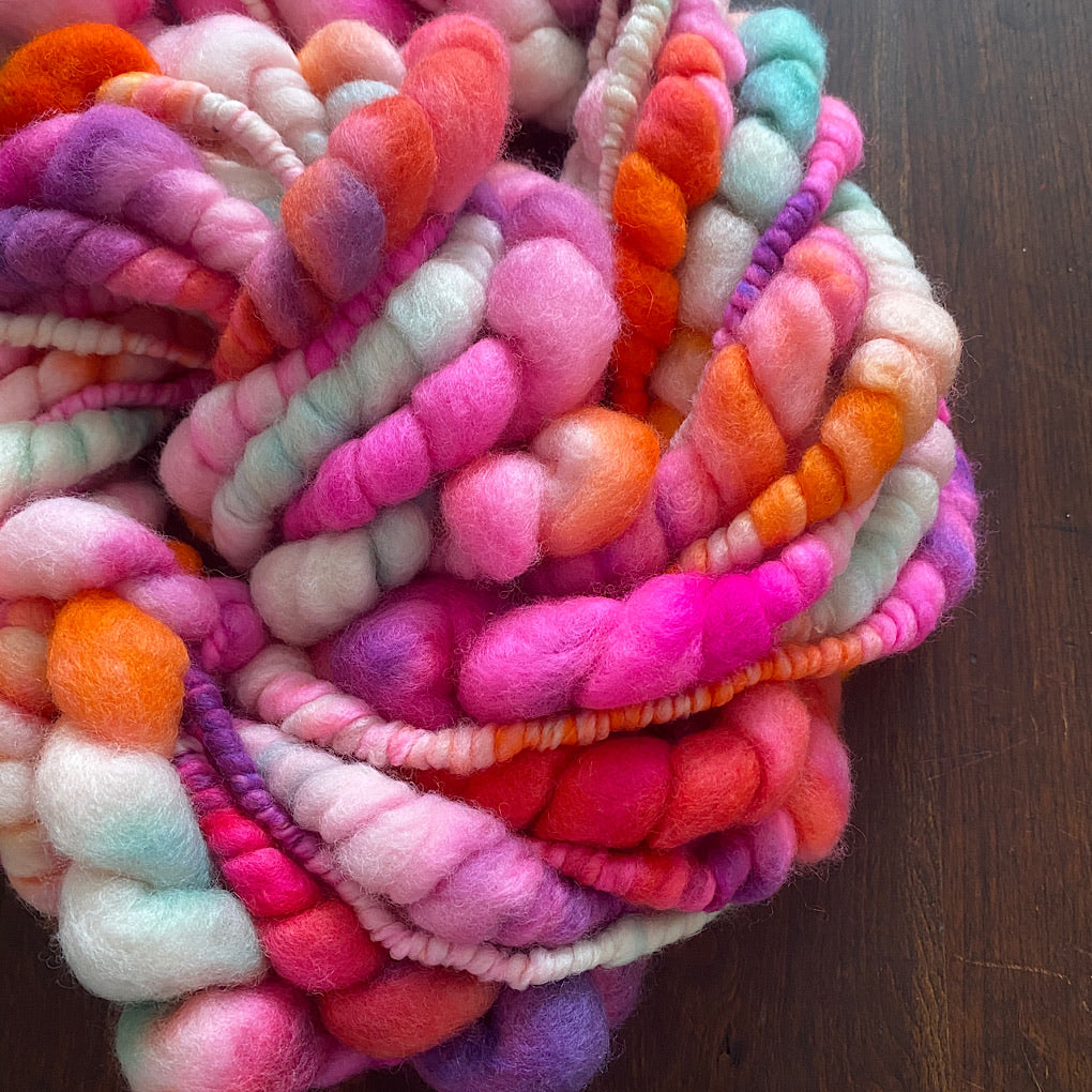 Roses in fire Jumbo beehives Art yarn