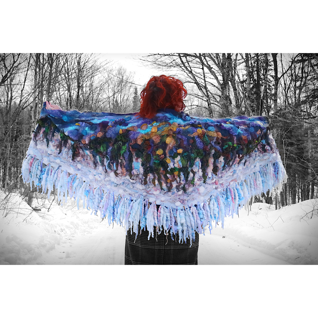 Midnight Snow walk - Felted Shawl