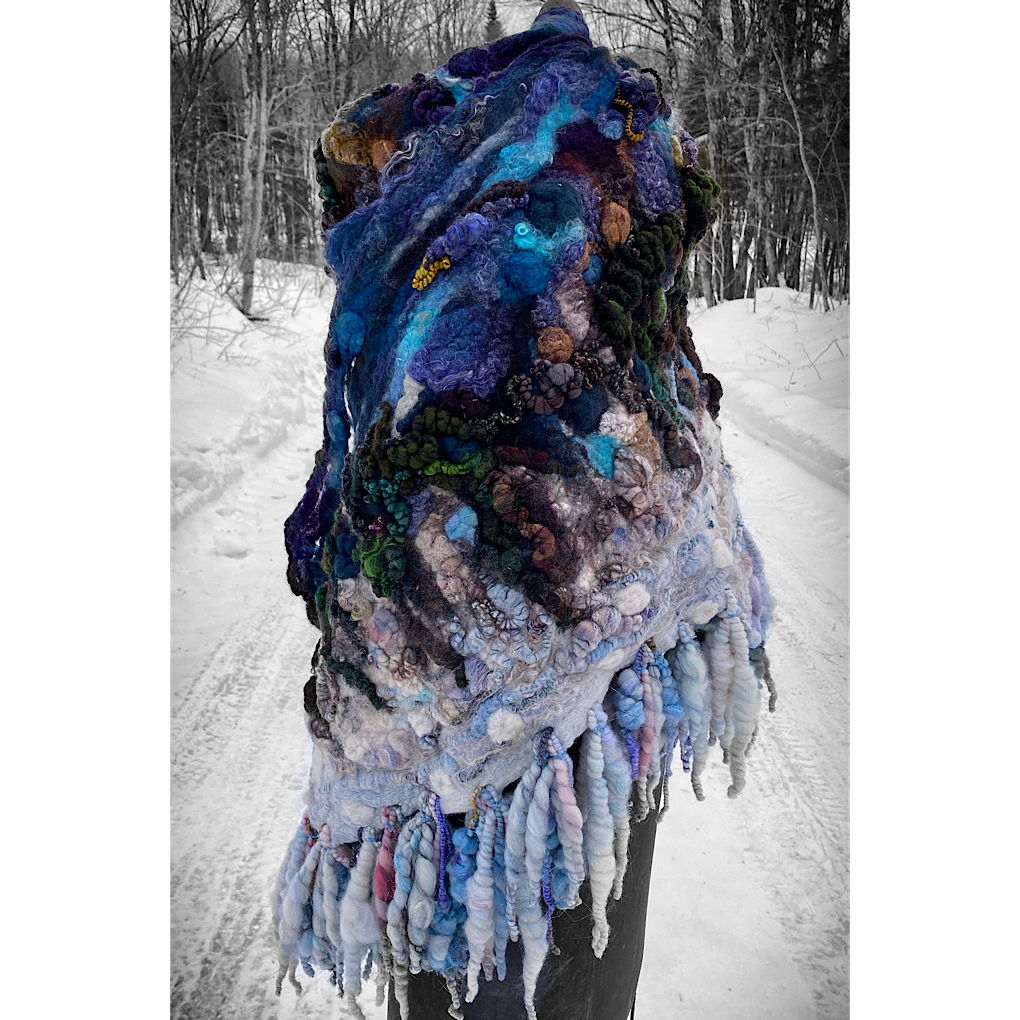 Midnight Snow walk - Felted Shawl