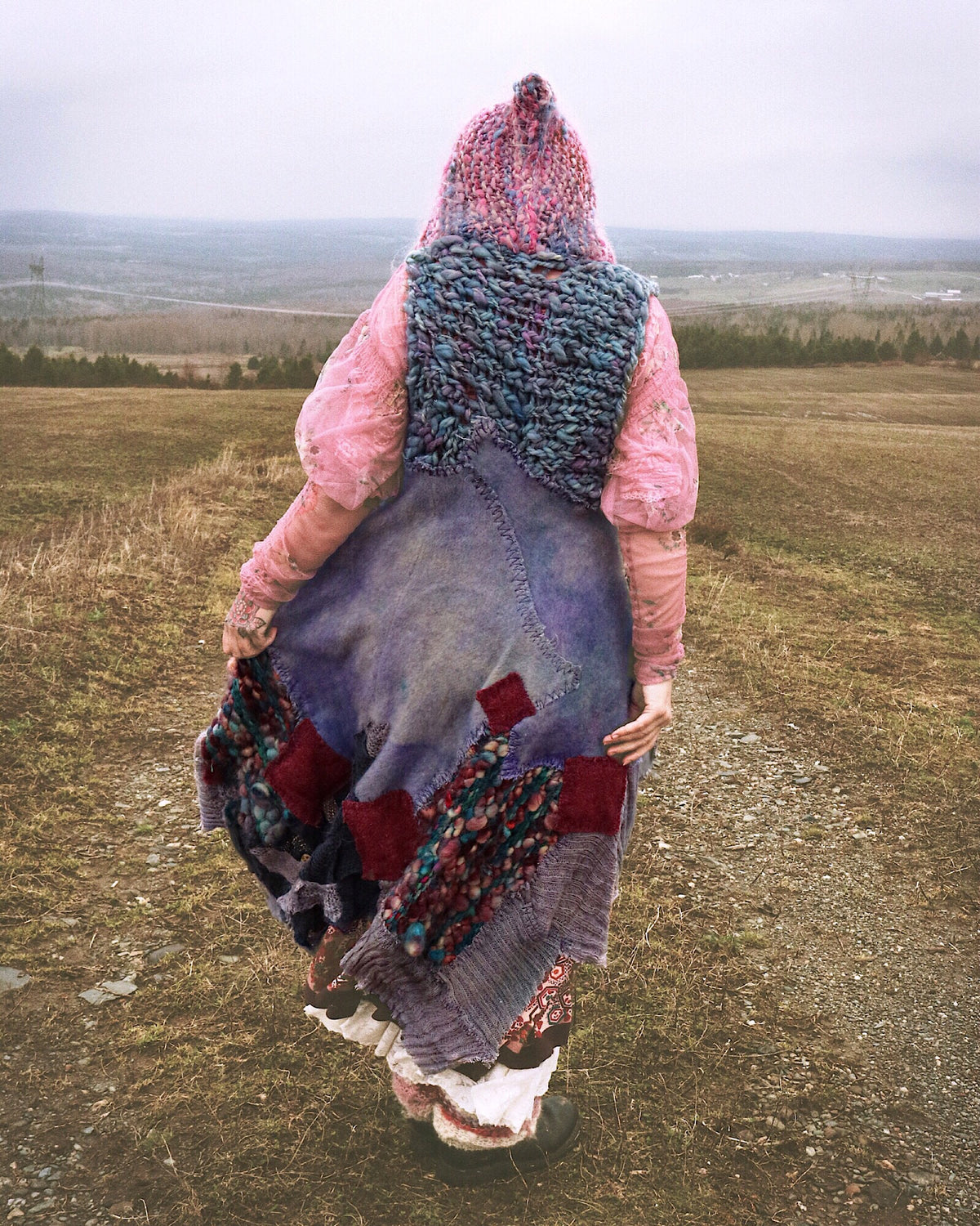 Sleeveless blue patchwork coat - Mynoush