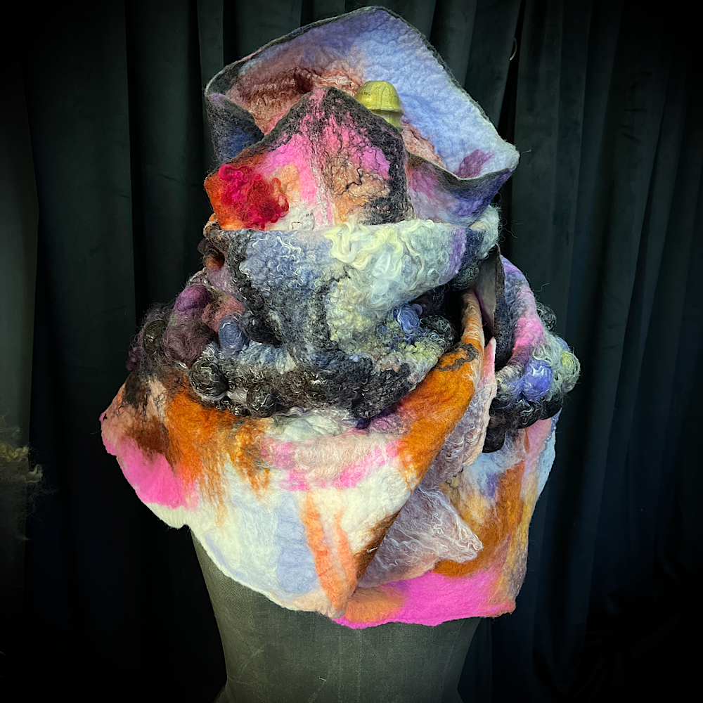 Cosmic Lights - felted scarf