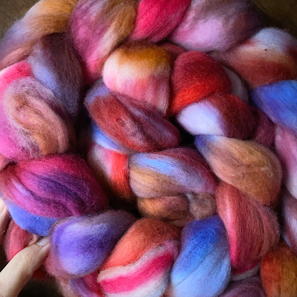 Hand painted merino roving