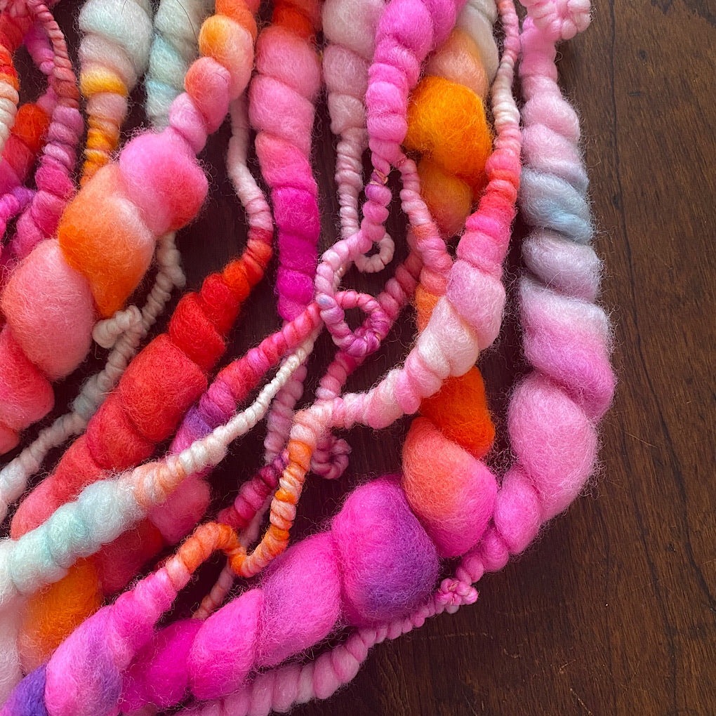 Roses in fire Jumbo beehives Art yarn