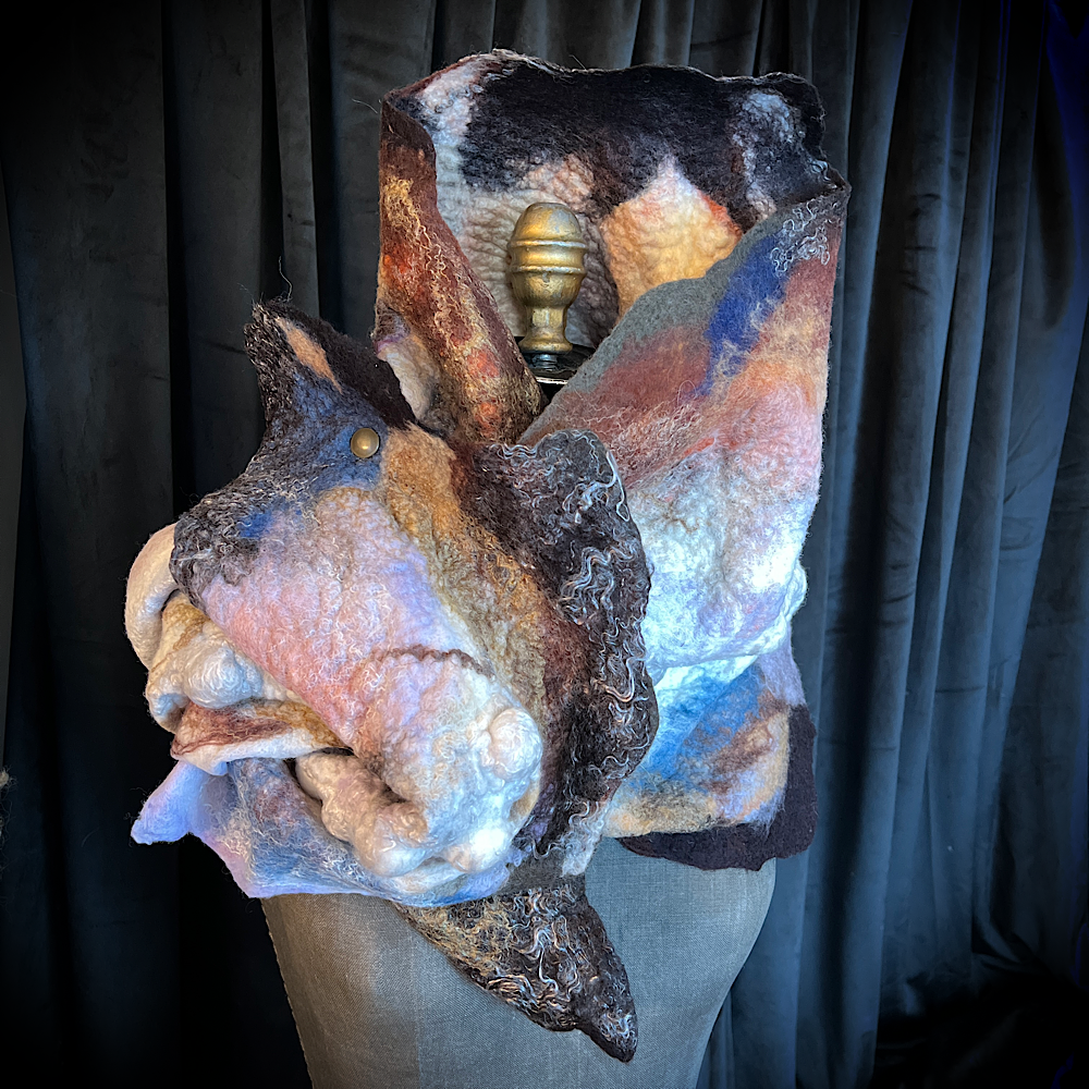 Galactic Moth - felted scarf