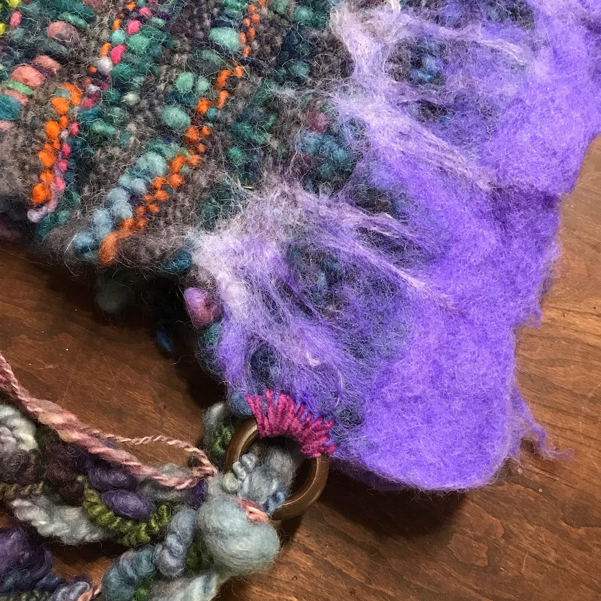 Blue hood hat with felt, fairy hat, hand woven - One size - Mynoush