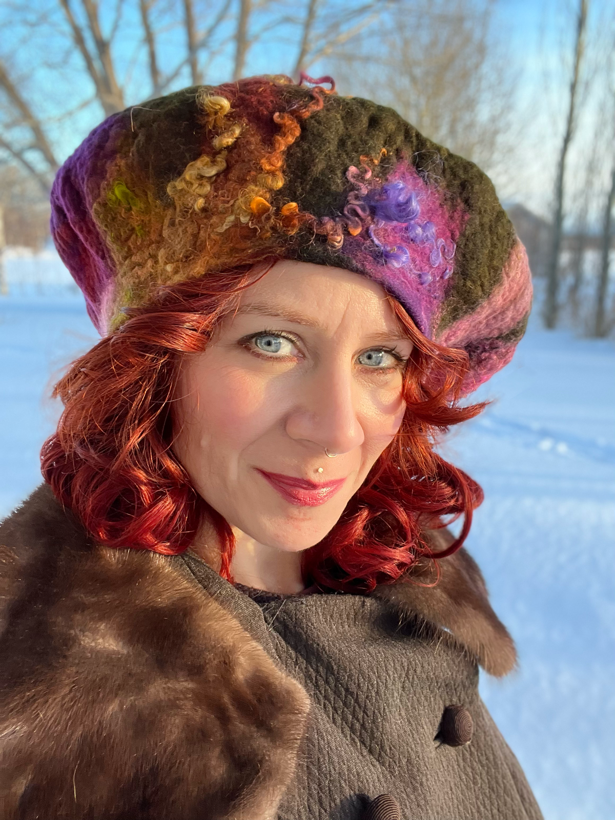 Felted beret size 23” medium