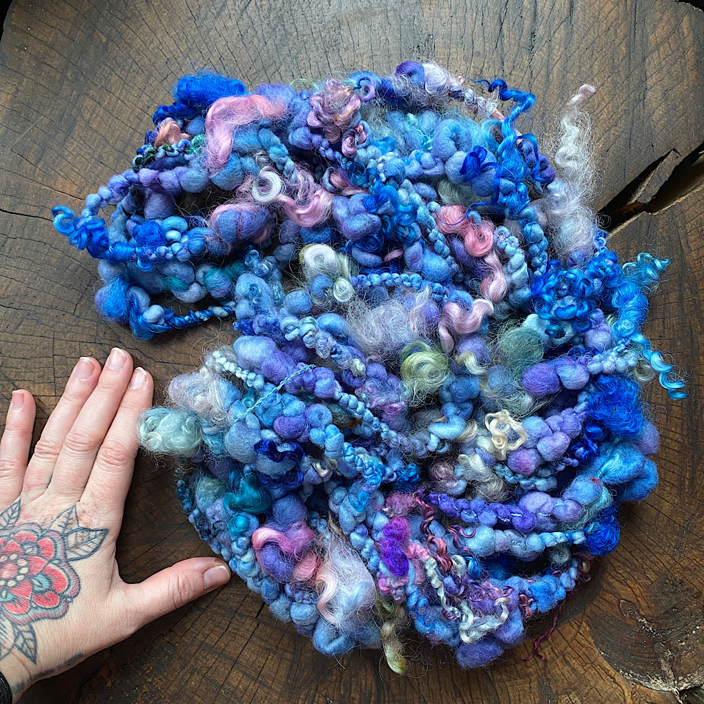 Denim Jumbo boucle art yarn with locks