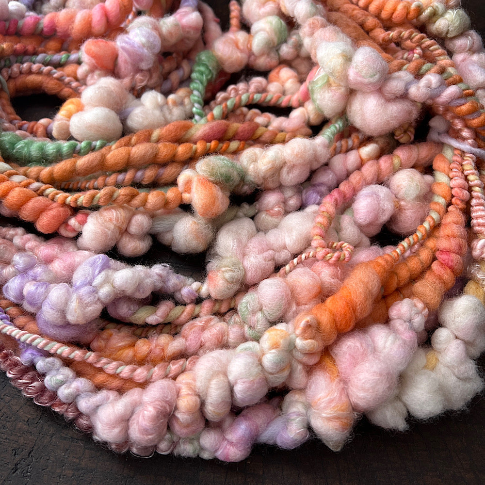 Peach fluff art yarn