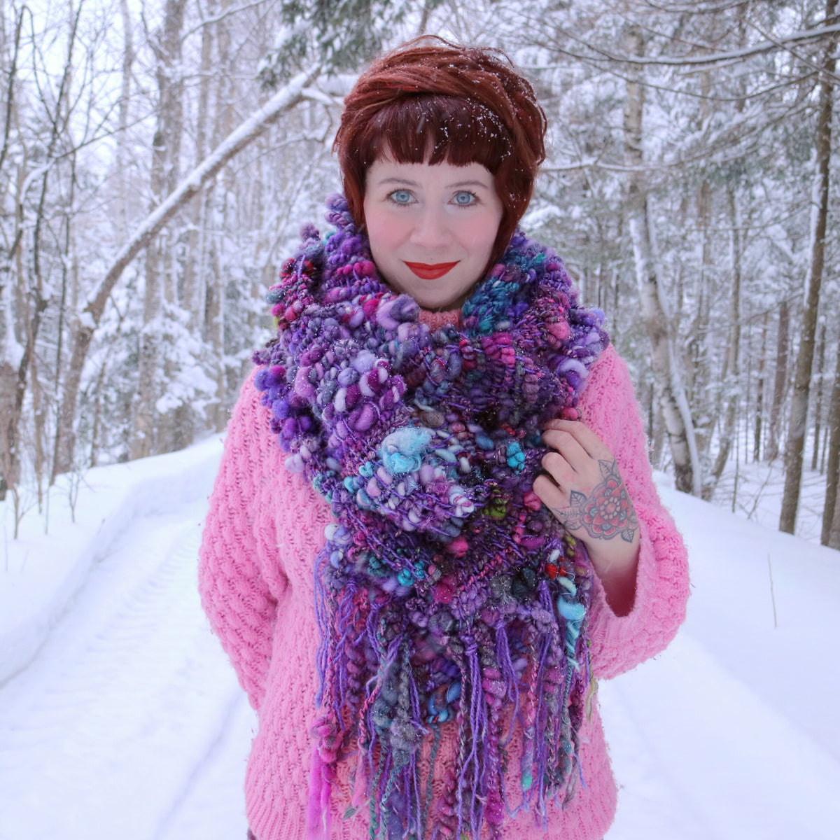 Purple scarf wool alpaca- Foulard mauve laine alpaga - Mynoush