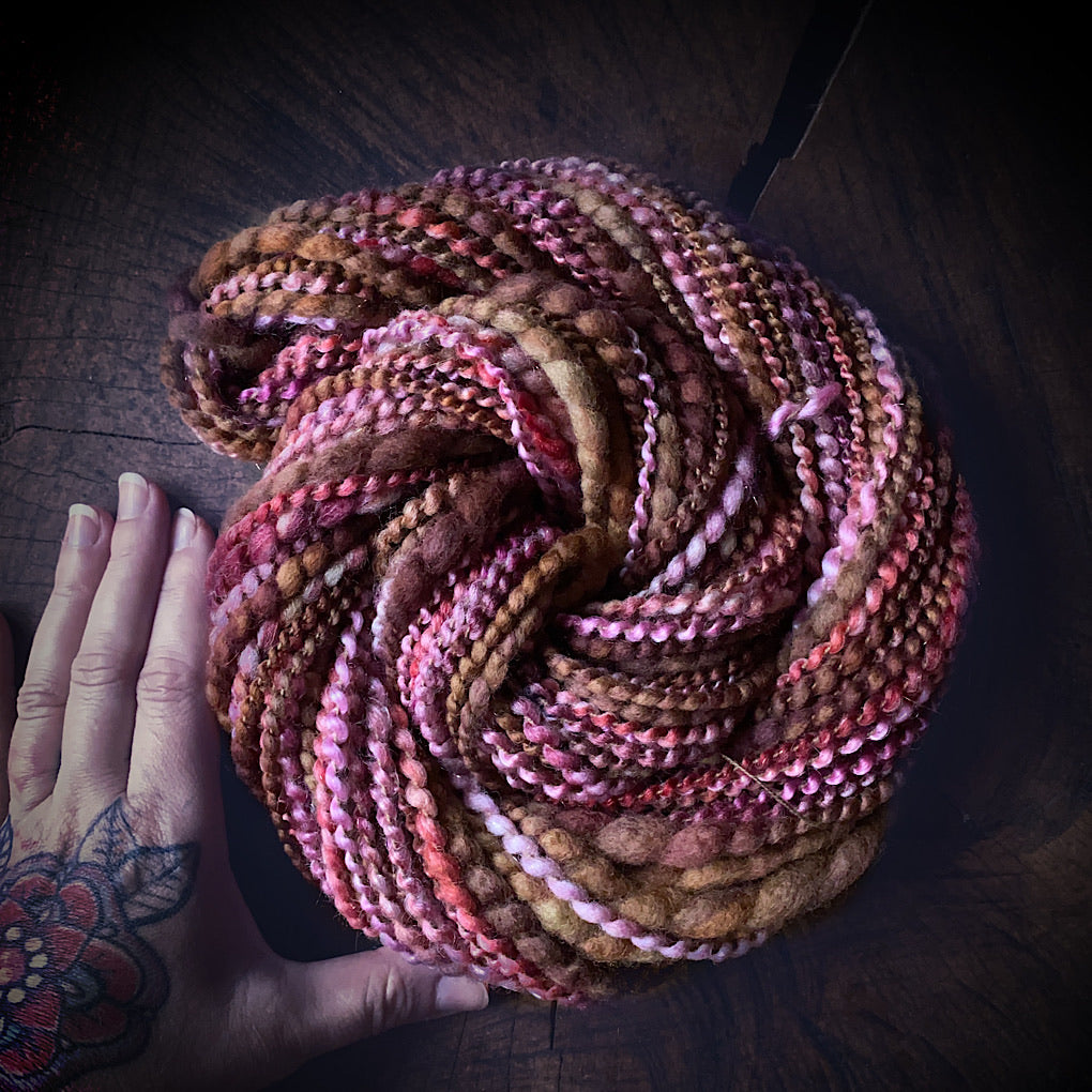 Hand spun yarn with sparkles