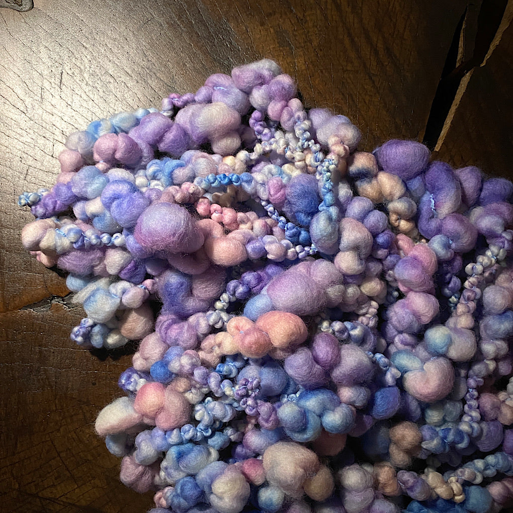 Blue lavender blush Jumbo boucle art yarn