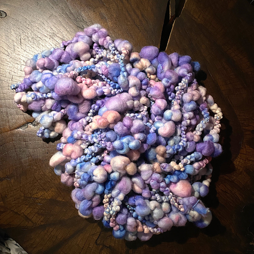 Blue lavender blush Jumbo boucle art yarn
