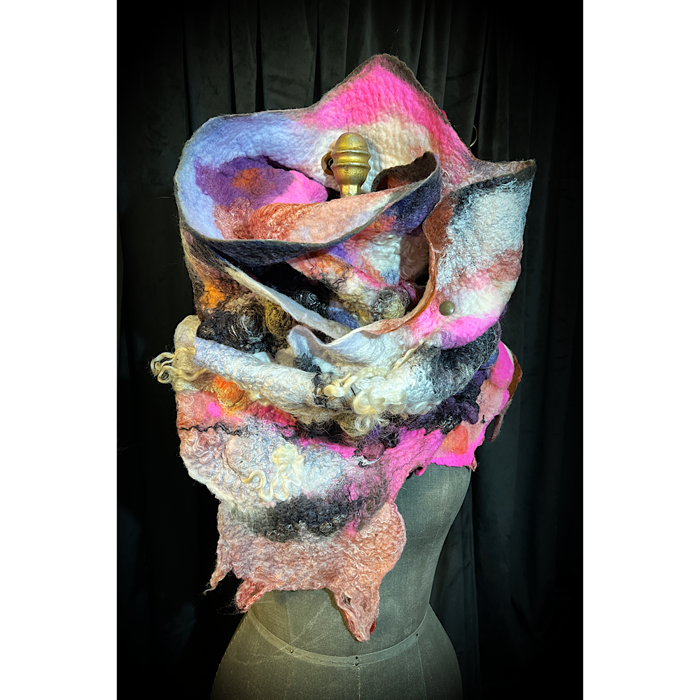 Cosmic Lights - felted scarf