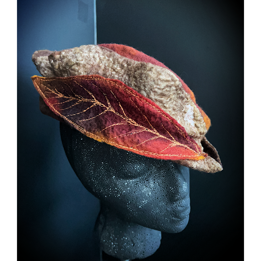 Felted top hat with leaves - 22”