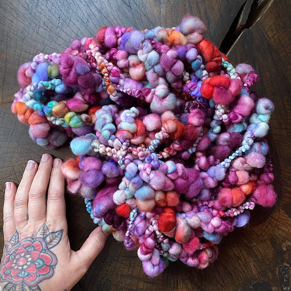 Velours bleu Jumbo boucle Art yarn