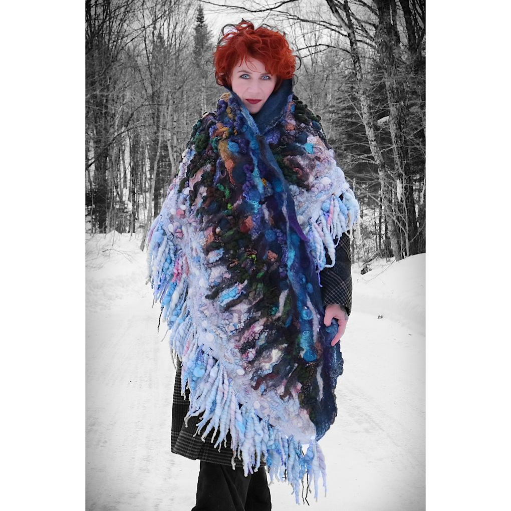 Midnight Snow walk - Felted Shawl