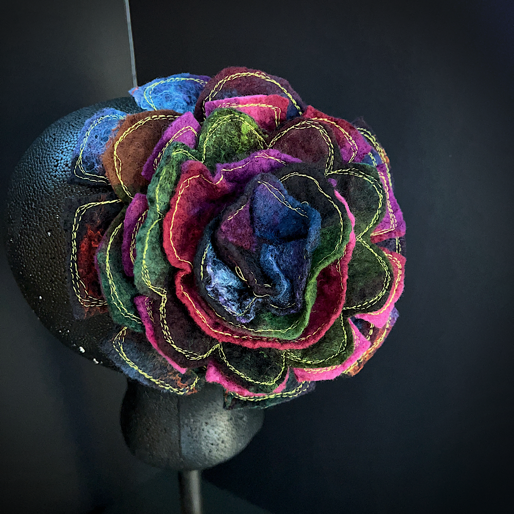 Large Felted flower brooch