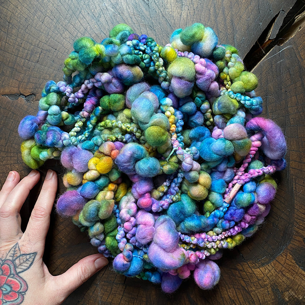 Green purple blue HAPPY Jumbo boucle Art yarn