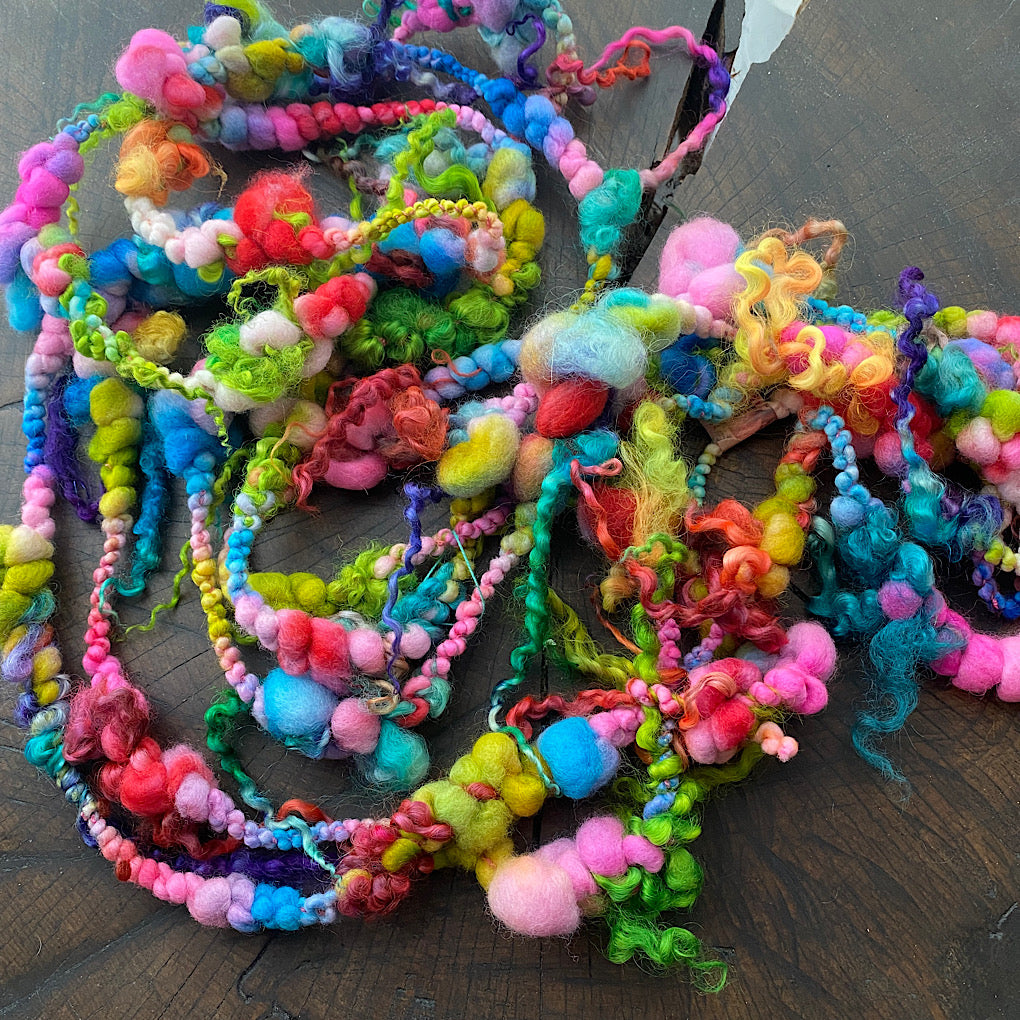 Rainbow Love Jumbo boucle Art yarn with locks