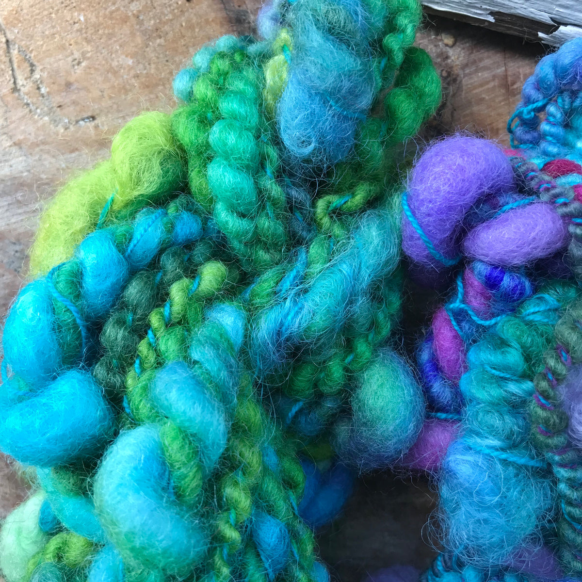 Blue hand spun yarn scarf kit - yarn trio 250 grams - Mynoush