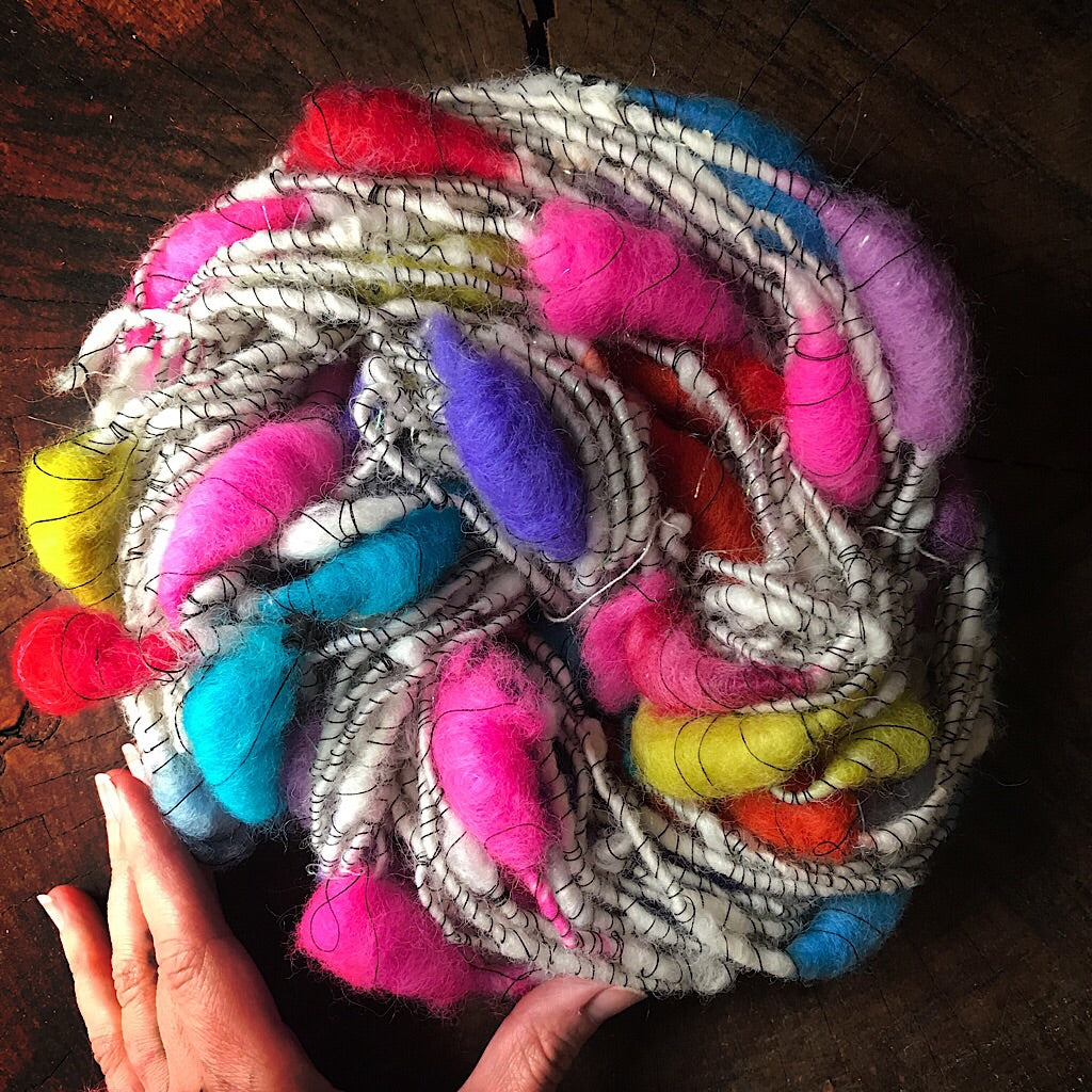 Rainbow cocoons Art yarn