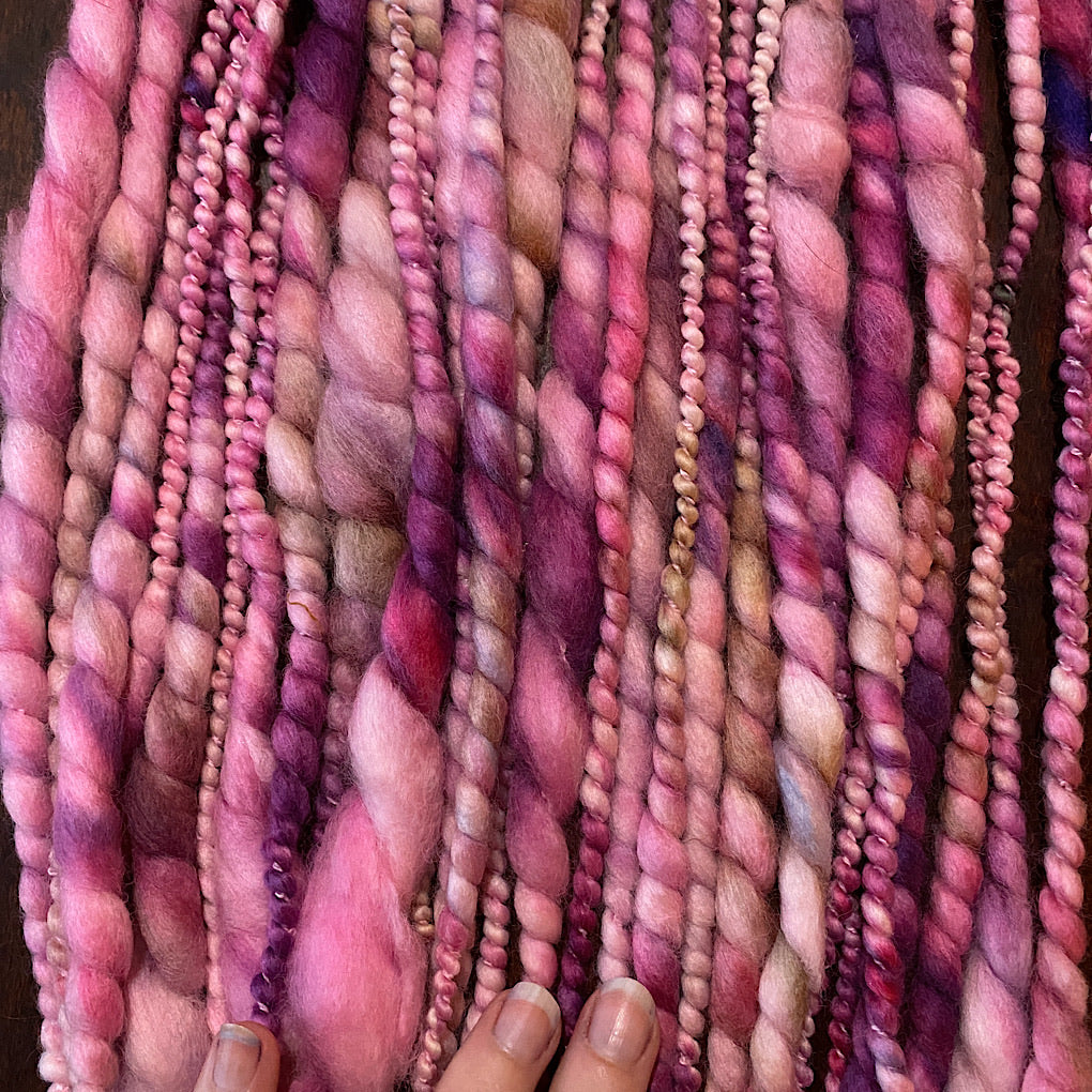 Pink latte jumbo spiral merino yarn