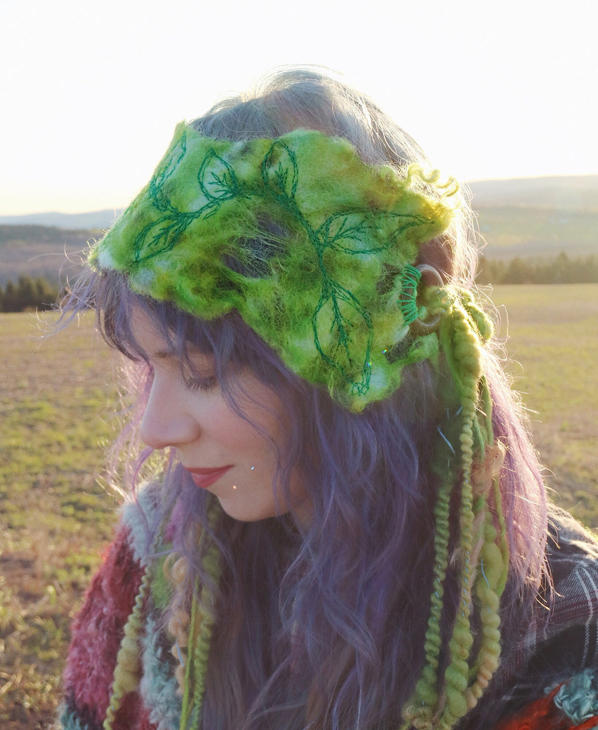 Green felted headband | Bandeau vert en feutre - Mynoush