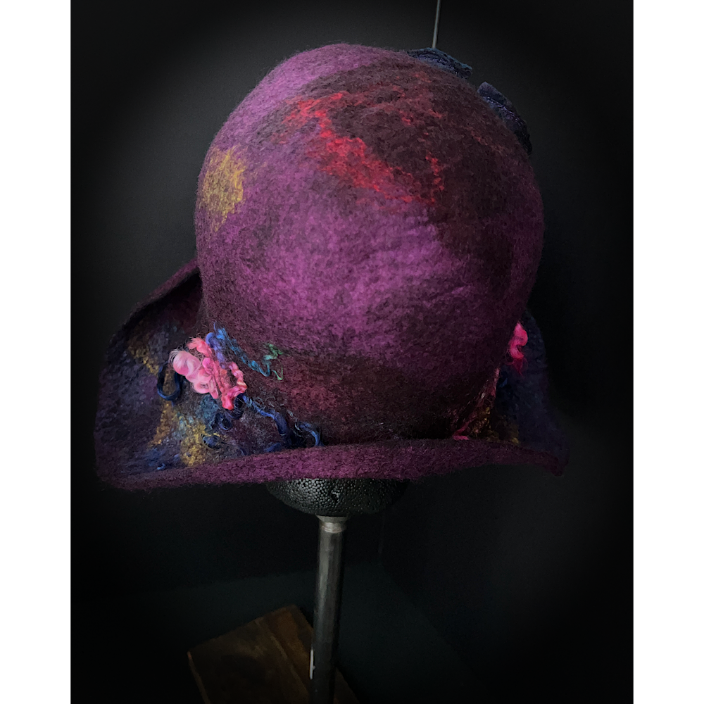 Felted flapper’s hat with rose size 24” large