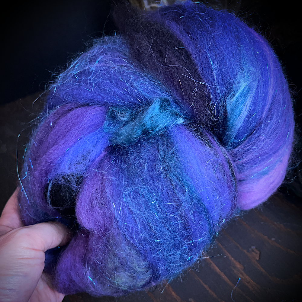 Set of 4 art batts for spinning or felting Mynoush