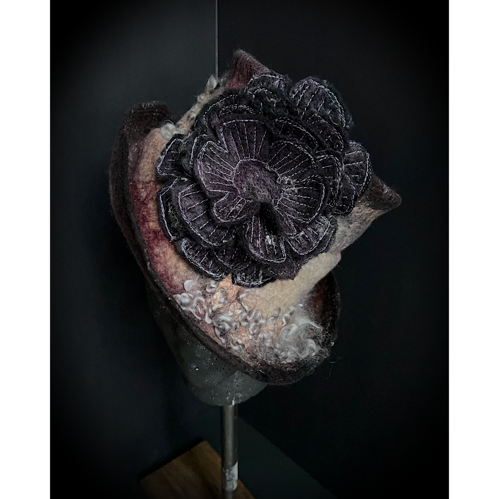 Felted top hat with rose - 24”