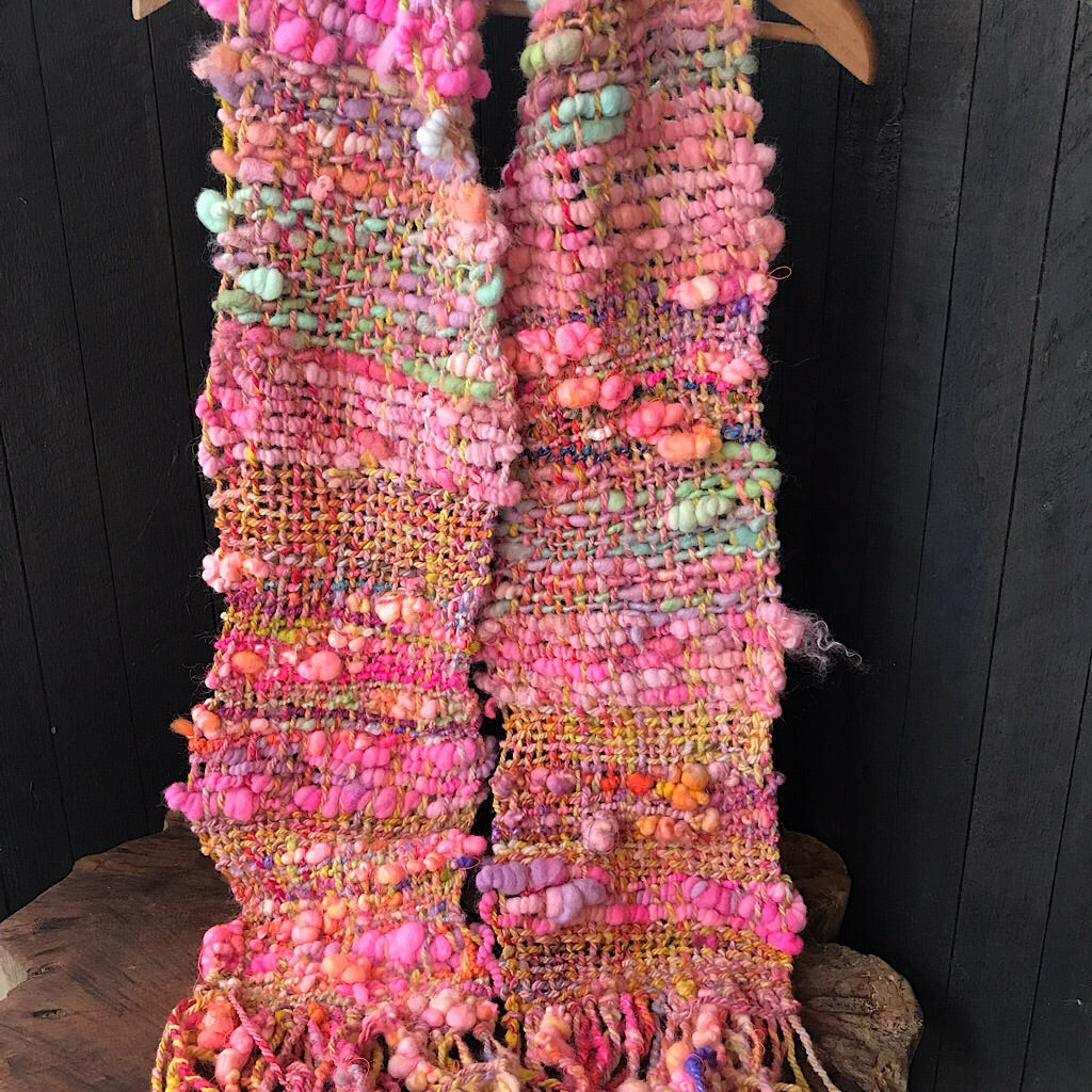Pink woven scarf