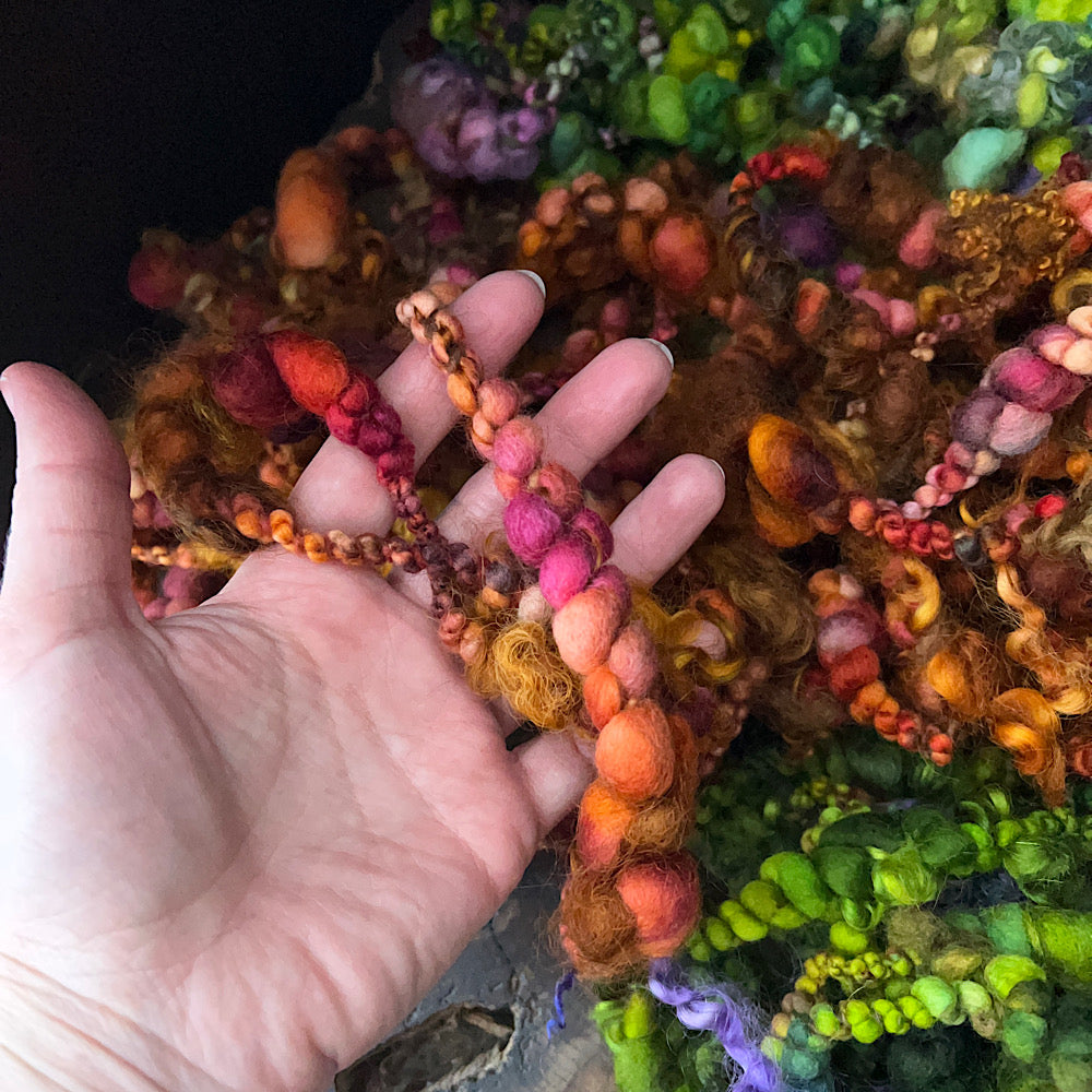 Jumbo boucle yarn assortment for weavers and felters