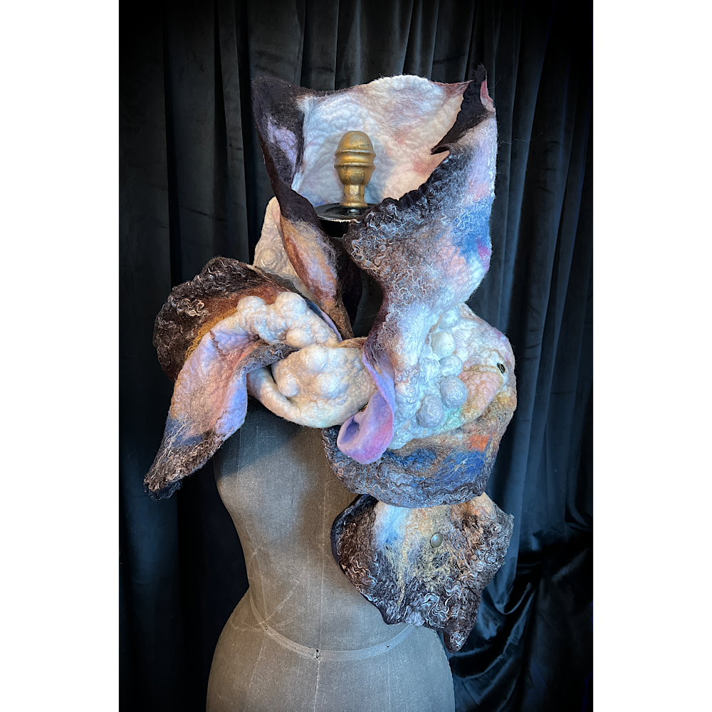 Galactic Moth - felted scarf
