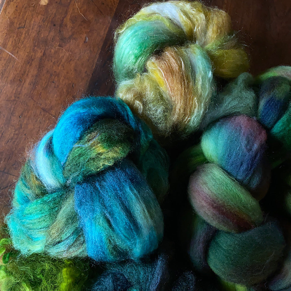 Woodland spinning kit Hand dyed roving