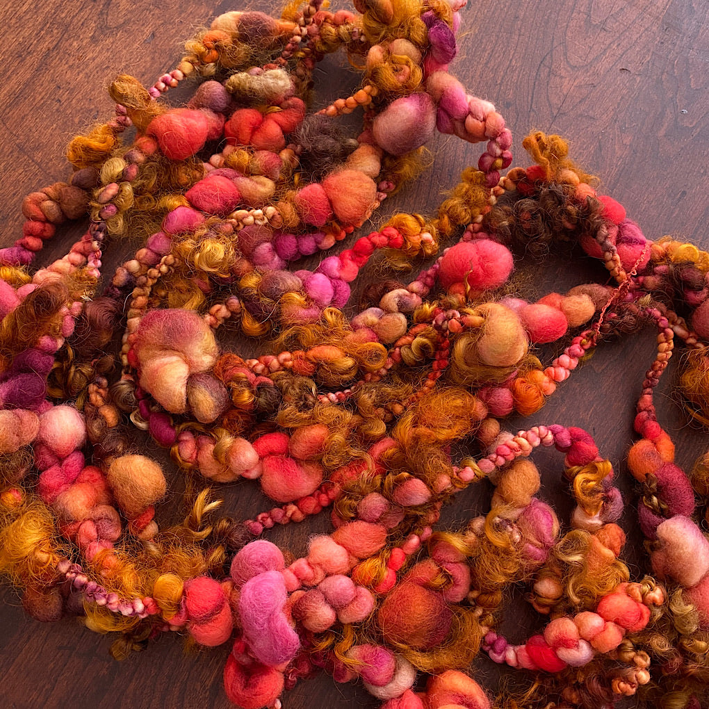 Golden autumn Jumbo boucle art yarn with locks