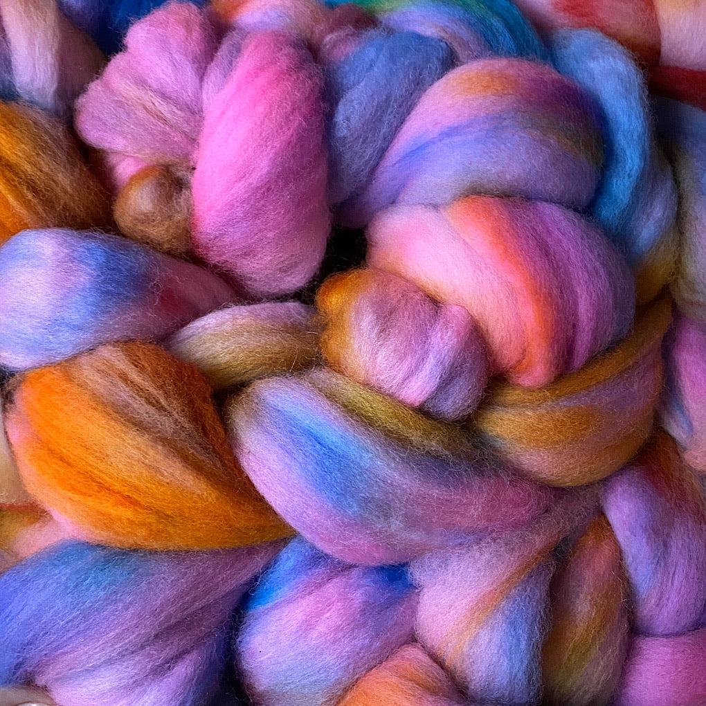 Hand painted merino roving